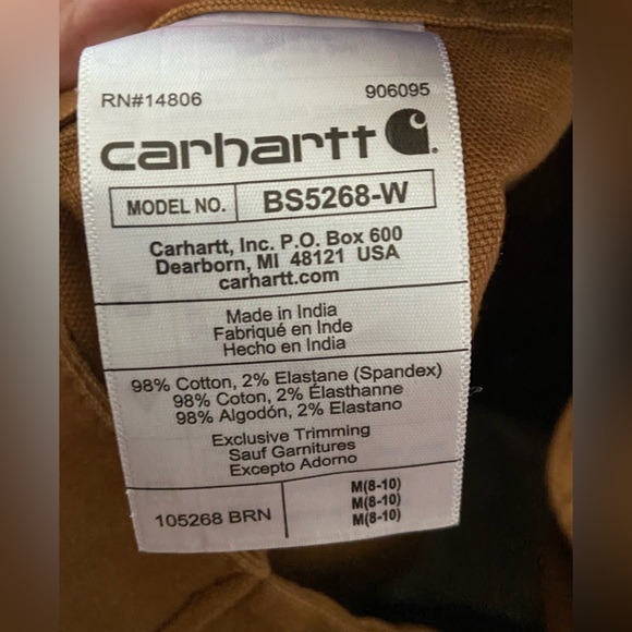 Carhartt Brown Overall Shorts size Medium (8-10) - Picture 8 of 8